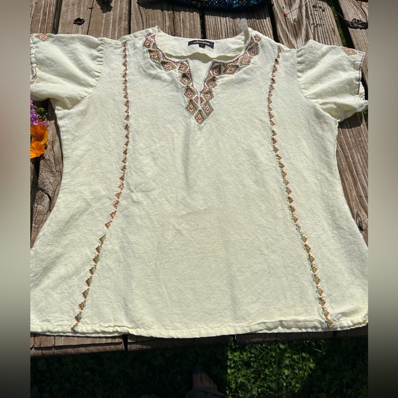 Yellow cotton stitched top - Picture 2 of 13